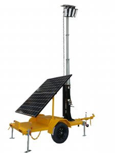 mobile solar lighting tower raised