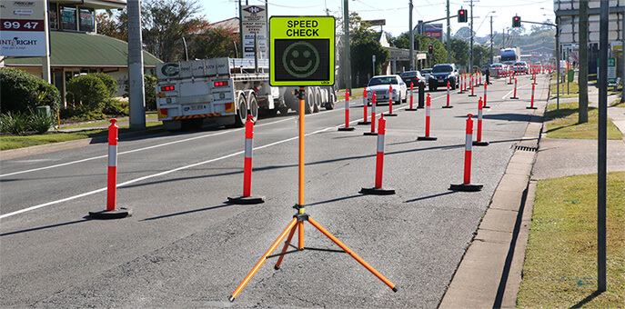 Tripod Radar Speed Check Sign